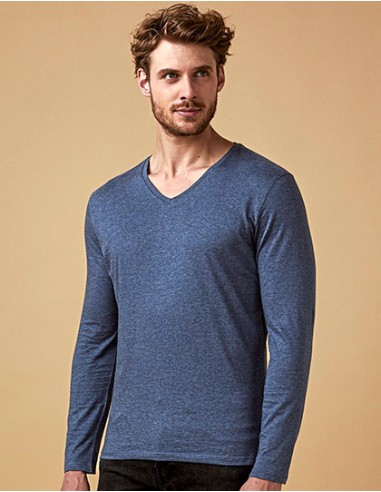 X-1460-Mens V-Neck T-Shirt Long Sleeve